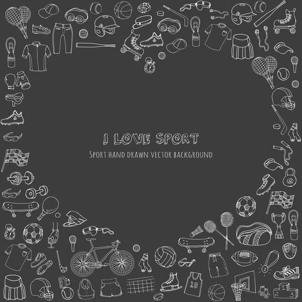 Hand drawn doodle sport set.