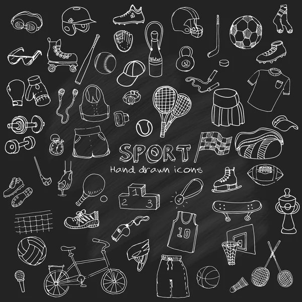 Set sportivo doodle disegnato a mano . — Vettoriale Stock