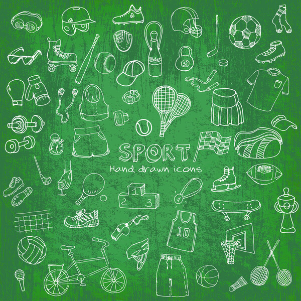 Hand drawn doodle sport set.