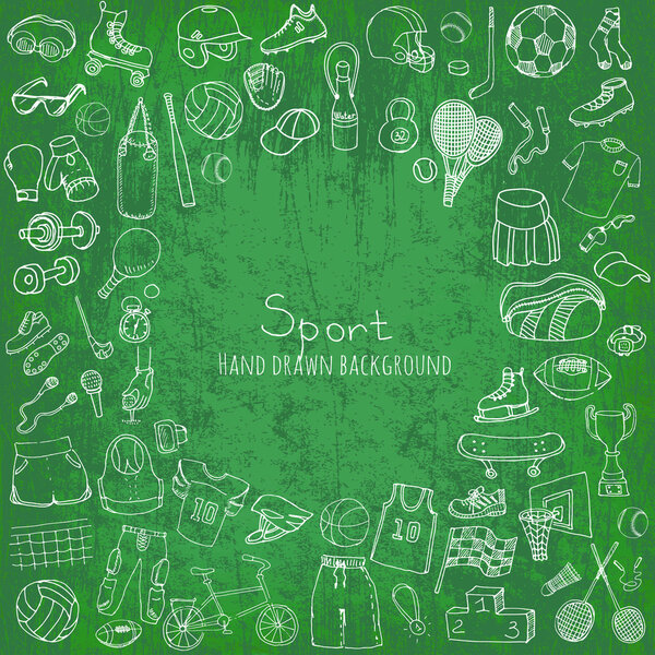 Hand drawn doodle sport set.