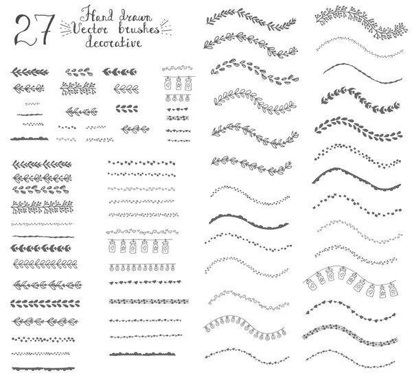 花の装飾的なブラシのセット — ストックベクタ