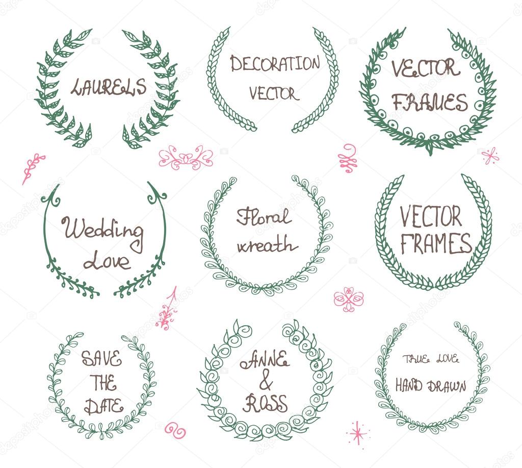 Round hand drawn wreaths