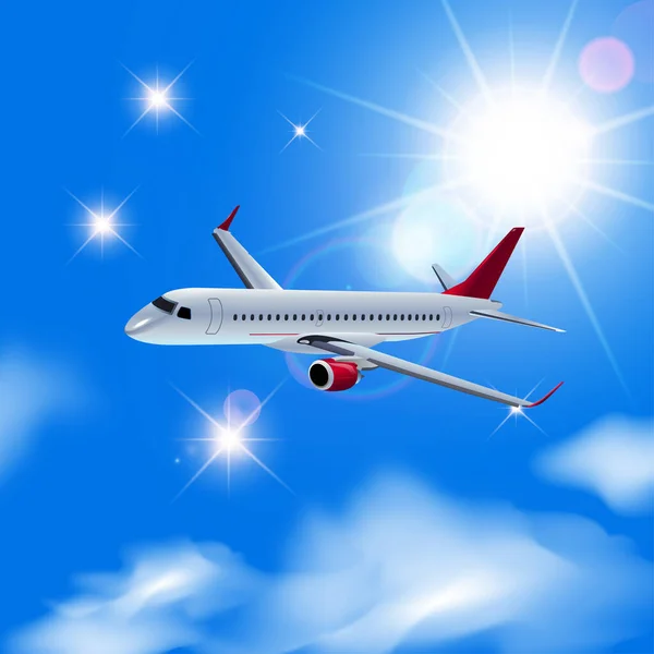 Avión Volando Cielo Azul — Vector de stock