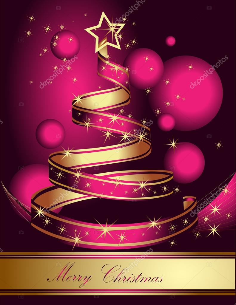 Stylized ribbon Christmas tree. Vector illustration. Stock Vector Image