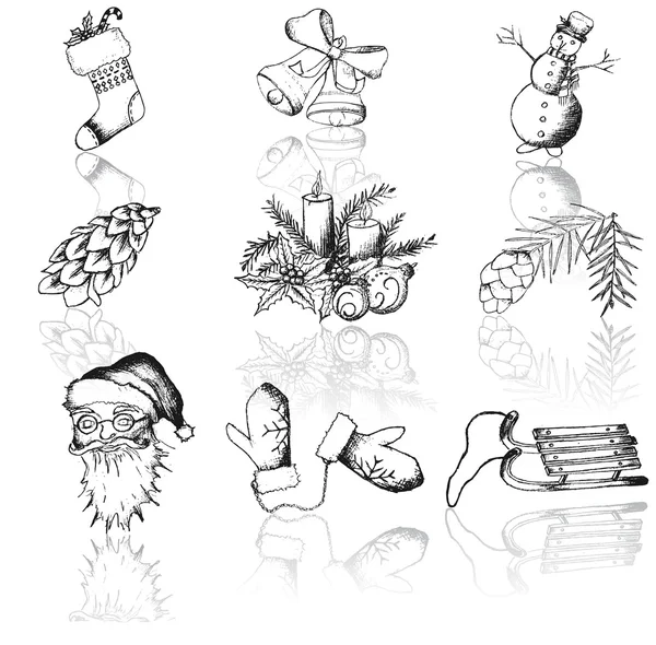 Kerst hand getrokken icons set — Stockfoto