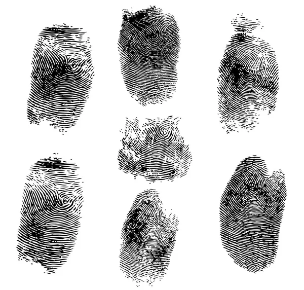 Set di impronte digitali, illustrazione vettoriale isolata su bianco — Vettoriale Stock