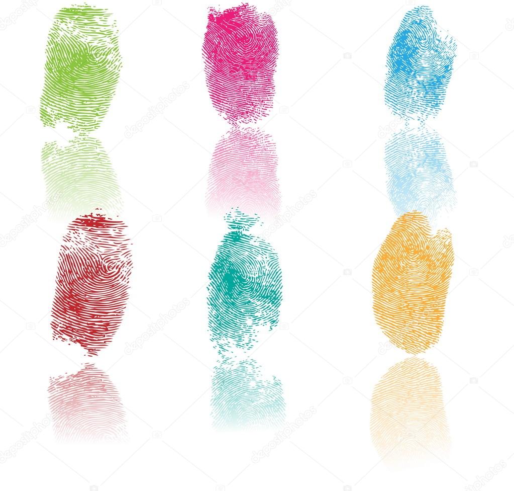 Set of fingerprints, vector illustration isolated on white