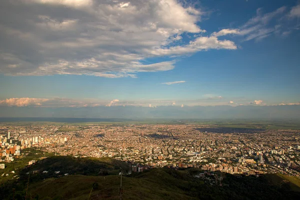 Una Vista Del Paisaje Ciudad Cali Colombia Desde Cima Del — Foto de Stock