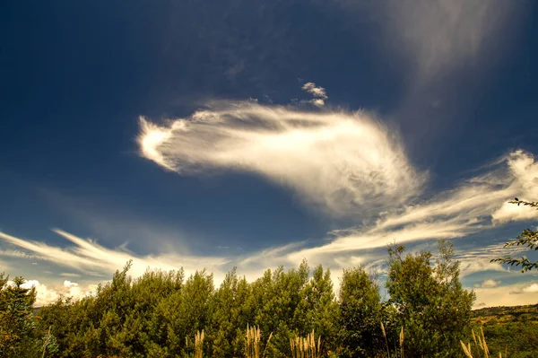 コロンビア中央部のアンデス山脈での朝の光の中で奇妙な雲の形成の複数の暴露 — ストック写真