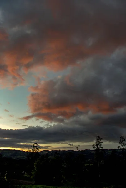 Барвистий Захід Сонця Центральноандійських Горах Колумбії Поблизу Колоніального Міста Вілья — стокове фото