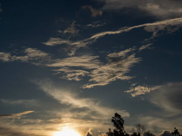 Formação Nuvens Pôr Sol Sobre Planaltos Andinos Centro Colômbia Perto — Fotografia de Stock