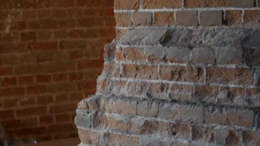 Brownstone Duvar Köşesi Bir Manastır Kırmızı Tuğla Duvar Tuğlaiçinde Bir Duvar Köşeleri Sütunlar Eski Duvar Panorama Apart Fallen are