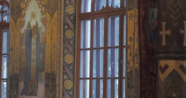 Rev Archimandrite Prokhor Kiev-Pechersk Lavra Kilisesi St Anthony ve Theodosius Yemekhane Resimleri Resimleri Freskler Duvarlar Kiev İç