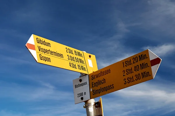 Hiking signs, Bistinepass, Switzerland