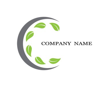 Yeşil yapraklı ekoloji doğa element ikonu logoları