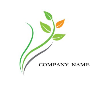 Yeşil yapraklı ekoloji doğa element ikonu logoları