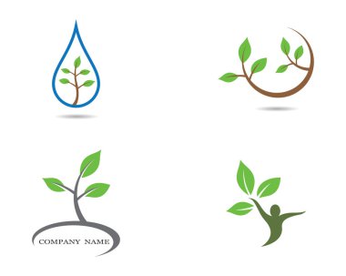 Yeşil yapraklı ekoloji doğa element ikonu logoları
