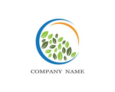 Yeşil yapraklı ekoloji doğa element ikonu logoları