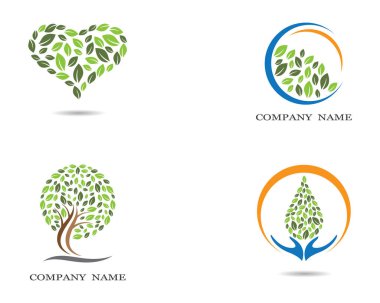 Yeşil yapraklı ekoloji doğa element ikonu logoları