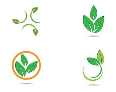 Yeşil yapraklı ekoloji doğa element ikonu logoları