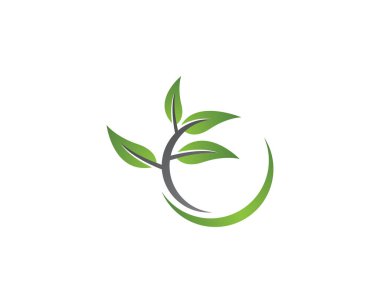 Yeşil yapraklı ekoloji doğa element ikonu logoları