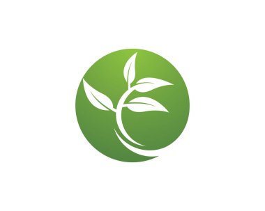 Yeşil yapraklı ekoloji doğa element ikonu logoları