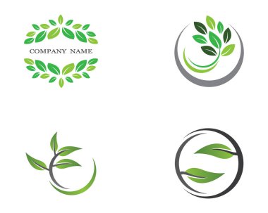 Yeşil yapraklı ekoloji doğa element ikonu logoları