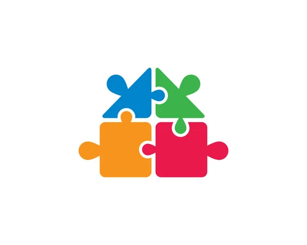Puzzle Logo Modèle Vectoriel Icône Illustration Design — Image vectorielle