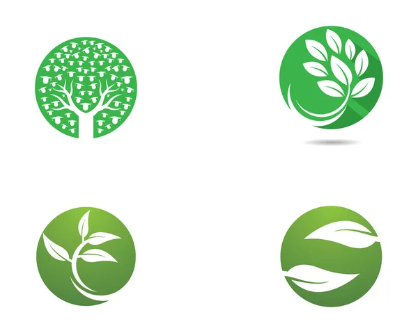 Logos Foglia Verde Ecologia Elemento Natura Icona Vettoriale — Vettoriale Stock