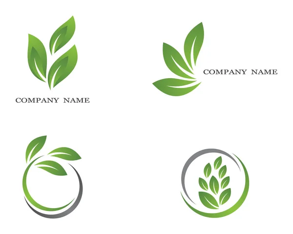 Logos Vert Feuille Écologie Élément Nature Vecteur Icône — Image vectorielle