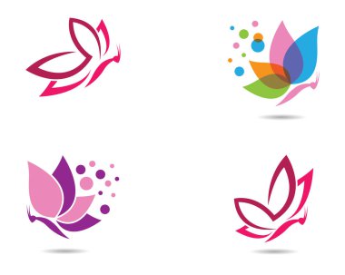 Kelebek logosu vektör ikonu çizimi tasarımı