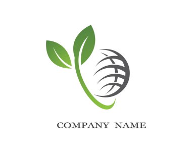Yeşil yapraklı ekoloji doğa element ikonu logoları