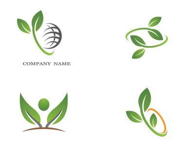 Yeşil yapraklı ekoloji doğa element ikonu logoları