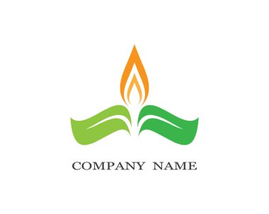 Yeşil yapraklı ekoloji doğa element ikonu logoları