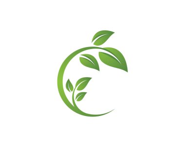 Yeşil yapraklı ekoloji doğa element ikonu logoları