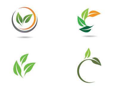 Yeşil yapraklı ekoloji doğa element ikonu logoları