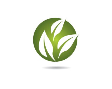 Yeşil yapraklı ekoloji doğa element ikonu logoları