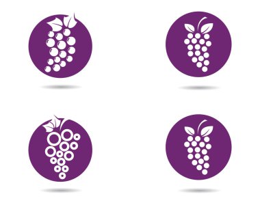 Gıda uygulamaları ve web siteleri için yaprak simgesi ile bir demet şarap üzümü