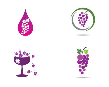 Gıda uygulamaları ve web siteleri için yaprak simgesi ile bir demet şarap üzümü