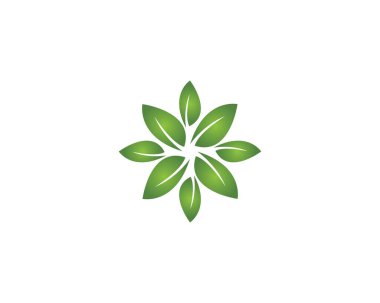 Yeşil yapraklı ekoloji doğa element ikonu logoları