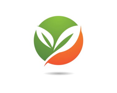 Yeşil yapraklı ekoloji doğa element ikonu logoları