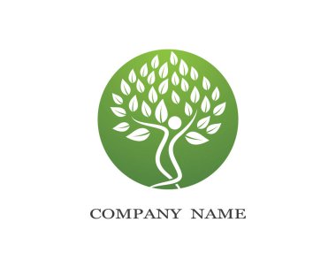 Yeşil yapraklı ekoloji doğa element ikonu logoları