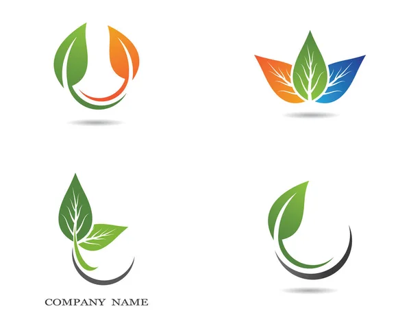 Logos Foglia Verde Ecologia Elemento Natura Icona Vettoriale — Vettoriale Stock