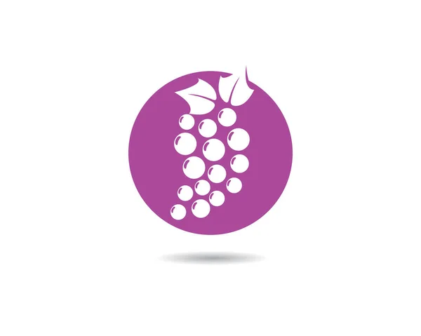 Bouquet Raisins Vin Avec Icône Feuille Pour Les Applications Alimentaires — Image vectorielle
