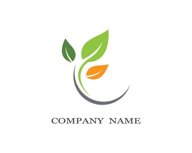 Yeşil yapraklı ekoloji doğa element ikonu logoları