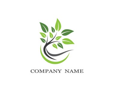 Yeşil yapraklı ekoloji doğa element ikonu logoları