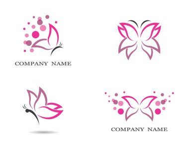 Kelebek logosu vektör ikonu çizimi tasarımı