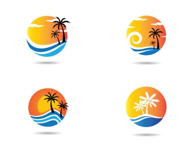 Palmiye ağacı logo şablonu vektör çizimi