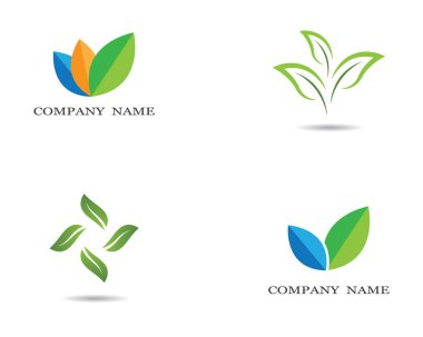 Yeşil yapraklı ekoloji doğa element ikonu logoları