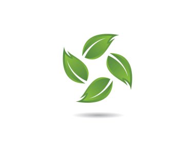 Yeşil yapraklı ekoloji doğa element ikonu logoları